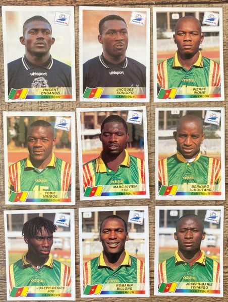 9X 1998 WORLD CUP FRANCE 98 PANINI ORIGINAL UNUSED STICKERS PLAYERS CAMEROON