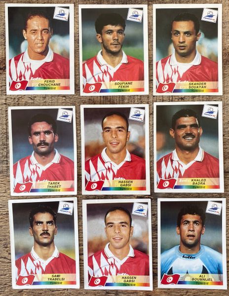 9X 1998 WORLD CUP FRANCE 98 PANINI ORIGINAL UNUSED STICKERS PLAYERS TUNISIA