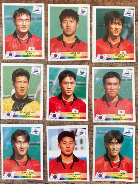 9X 1998 WORLD CUP FRANCE 98 PANINI ORIGINAL UNUSED STICKERS PLAYERS SOUTH KOREA