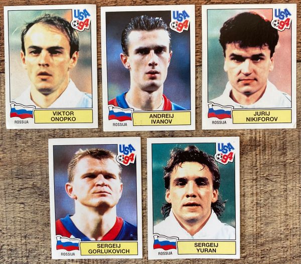 5X 1994 WORLD CUP USA 94 PANINI ORIGINAL UNUSED STICKERS PLAYERS RUSSIA