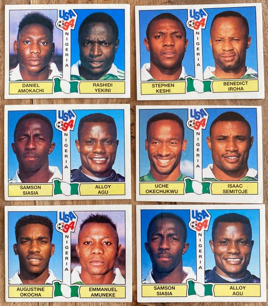 6X 1994 WORLD CUP USA 94 PANINI ORIGINAL UNUSED STICKERS PLAYERS NIGERIA