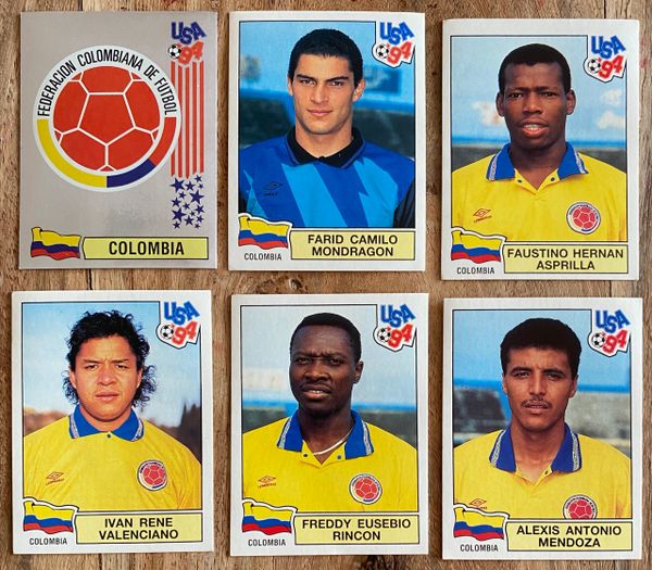 6X 1994 WORLD CUP USA 94 PANINI ORIGINAL UNUSED STICKERS PLAYERS COLOMBIA