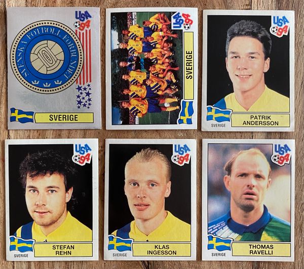 6X 1994 WORLD CUP USA 94 PANINI ORIGINAL UNUSED STICKERS PLAYERS SWEDEN