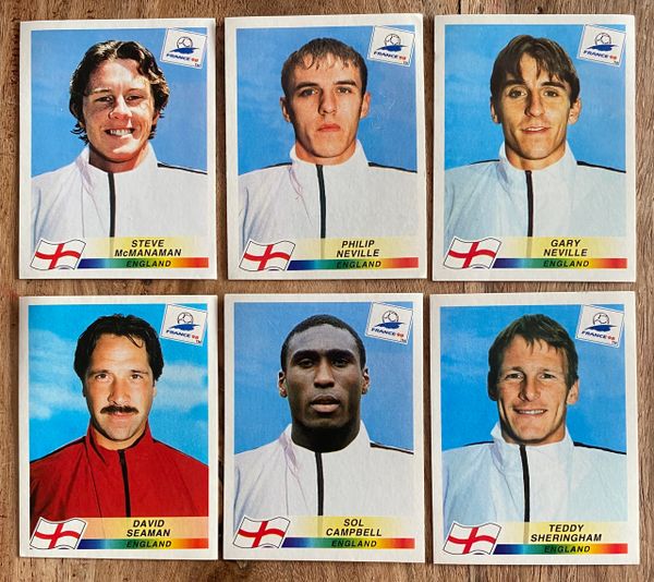 6X 1998 WORLD CUP FRANCE 98 PANINI ORIGINAL UNUSED STICKERS PLAYERS ENGLAND