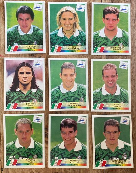 9X 1998 WORLD CUP FRANCE 98 PANINI ORIGINAL UNUSED STICKERS PLAYERS MEXICO