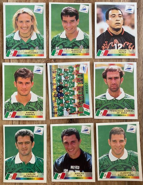 9X 1998 WORLD CUP FRANCE 98 PANINI ORIGINAL UNUSED STICKERS PLAYERS MEXICO