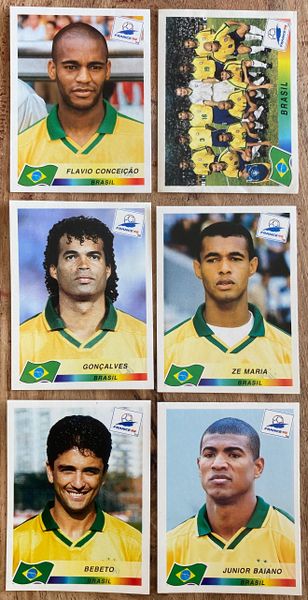 6X 1998 WORLD CUP FRANCE 98 PANINI ORIGINAL UNUSED STICKERS PLAYERS BRAZIL BRASIL