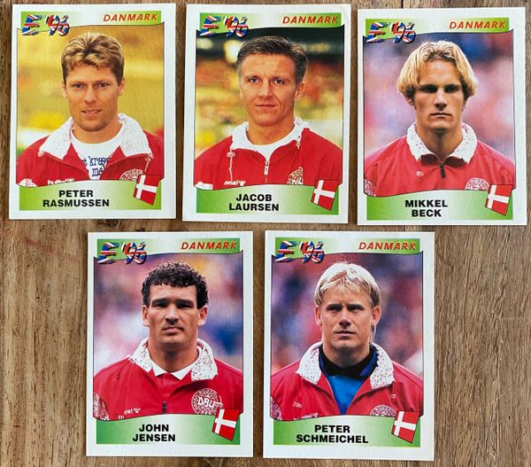 5X 1996 EURO 96 ENGLAND PANINI ORIGINAL UNUSED STICKERS PLAYERS DENMARK