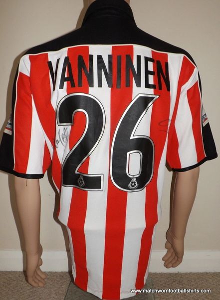 JUKKA VANNINEN EXETER CITY 1999-2000 MATCH WORN SIGNED HOME FOOTBALL SHIRT