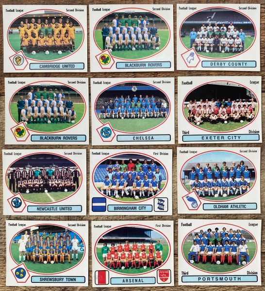 12X 1982 ORIGINAL UNUSED PANINI FOOTBALL 82 STICKERS ENGLISH VARIOUS TEAM GROUPS