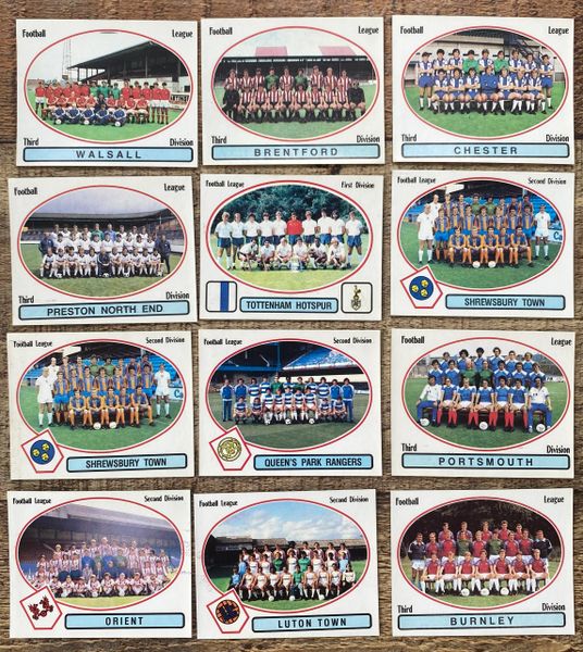 12X 1982 ORIGINAL UNUSED PANINI FOOTBALL 82 STICKERS ENGLISH VARIOUS TEAM GROUPS