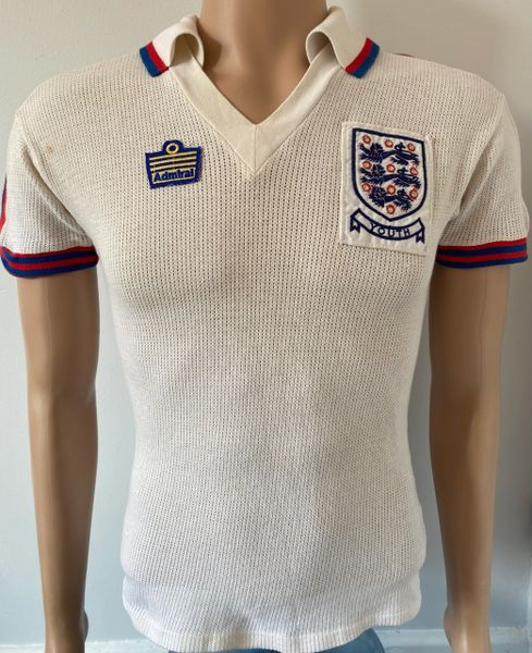 1978/79 ENGLAND MATCH WORN U18 AERTEX ADMIRAL HOME SHIRT #12