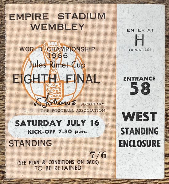 1966 ORIGINAL WORLD CUP 1st ROUND TICKET ENGLAND V MEXICO @ WEMBLEY