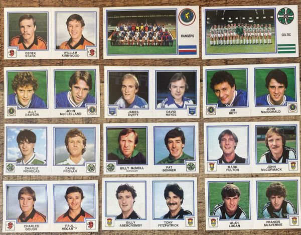 12X 1983 ORIGINAL UNUSED PANINI FOOTBALL 83 STICKERS VARIOUS SCOTTISH PLAYERS