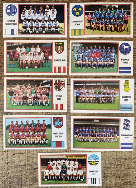 9X 1983 ORIGINAL UNUSED PANINI FOOTBALL 83 STICKERS VARIOUS TEAM GROUPS