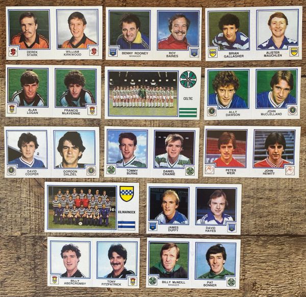 13X 1983 ORIGINAL UNUSED PANINI FOOTBALL 83 STICKERS VARIOUS SCOTTISH PLAYERS