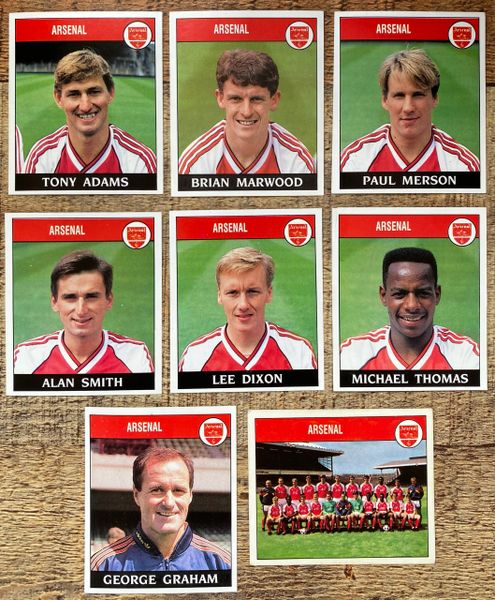 8X 1989 ORIGINAL UNUSED PANINI FOOTBALL 89 STICKERS ARSENAL