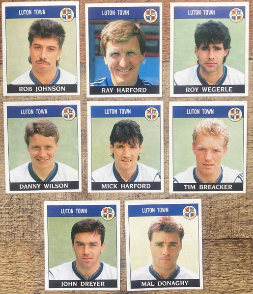 8X 1989 ORIGINAL UNUSED PANINI FOOTBALL 89 STICKERS LUTON TOWN