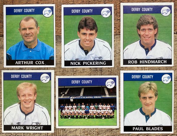 6X 1989 ORIGINAL UNUSED PANINI FOOTBALL 89 STICKERS DERBY COUNTY