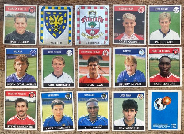 15X 1989 ORIGINAL UNUSED PANINI FOOTBALL 89 STICKERS VARIOUS PLAYERS TEAMS BADGES