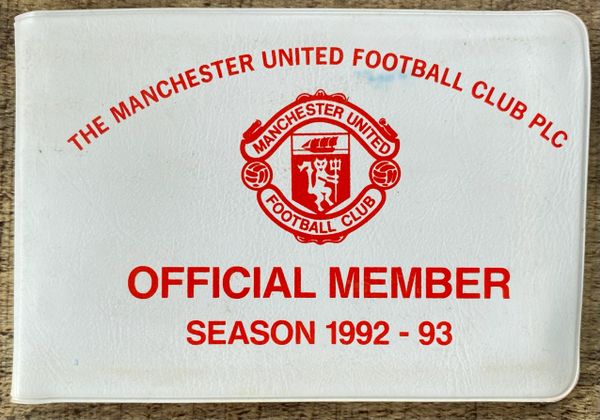 1992/93 ORIGINAL LEAGUE MATCH SEASON TICKET BOOK MANCHESTER UNITED