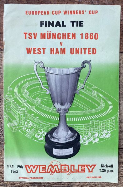 1965 ORIGINAL EUROPEAN CUP WINNERS CUP FINAL PROGRAMME TSV MUNCHEN 1860 V WEST HAM UNITED