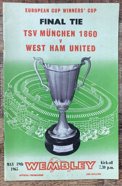 1965 ORIGINAL EUROPEAN CUP WINNERS CUP FINAL PROGRAMME TSV MUNCHEN 1860 V WEST HAM UNITED