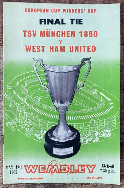 1965 ORIGINAL EUROPEAN CUP WINNERS CUP FINAL PROGRAMME TSV MUNCHEN 1860 V WEST HAM UNITED