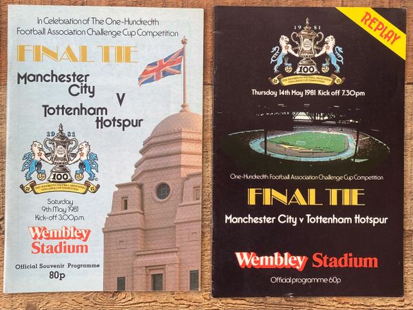 2X 1981 ORIGINAL FA CUP FINAL PROGRAMMES MANCHESTER CITY V TOTTENHAM HOTSPUR FINAL AND FINAL REPLAY