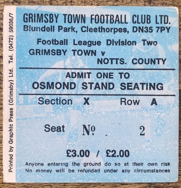 1980/81 ORIGINAL DIVISION TWO TICKET GRIMSBY TOWN V NOTTS COUNTY