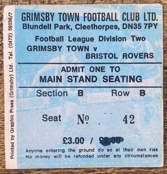 1980/81 ORIGINAL DIVISION TWO TICKET GRIMSBY TOWN V BRISTOL ROVERS