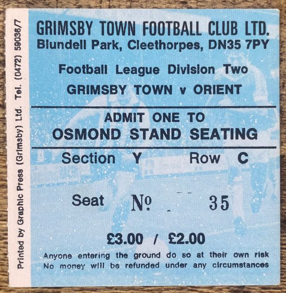 1980/81 ORIGINAL DIVISION TWO TICKET GRIMSBY TOWN V ORIENT