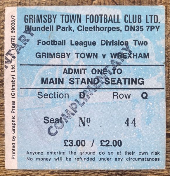 1980/81 ORIGINAL DIVISION TWO TICKET GRIMSBY TOWN V WREXHAM