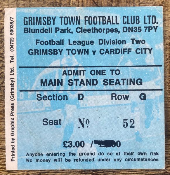 1980/81 ORIGINAL DIVISION TWO TICKET GRIMSBY TOWN V CARDIFF CITY