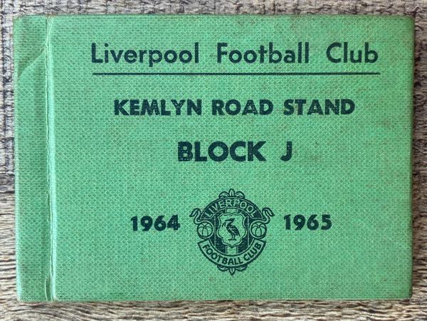 1964/65 ORIGINAL SEASON TICKET LIVERPOOL KEMLYN ROAD BLOCK J