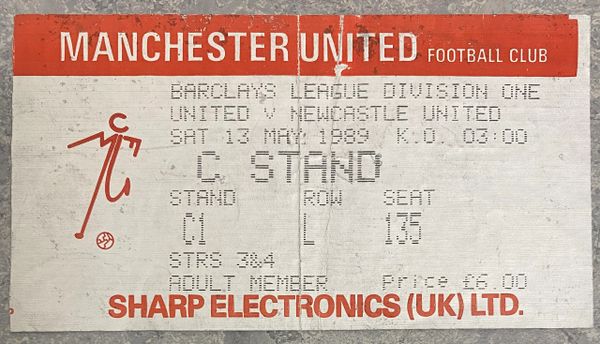 1988/89 ORIGINAL DIVISION ONE TICKET MANCHESTER UNITED V NEWCASTLE UNITED