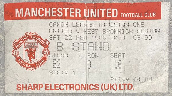 1985/86 ORIGINAL DIVISION ONE TICKET MANCHESTER UNITED V WEST BROMWICH ALBION