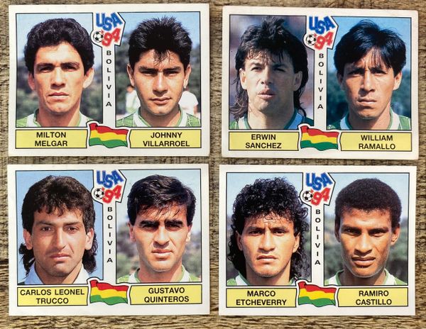 4X 1994 WORLD CUP USA 94 PANINI ORIGINAL UNUSED STICKERS PLAYERS BOLIVIA