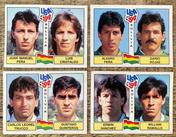 4X 1994 WORLD CUP USA 94 PANINI ORIGINAL UNUSED STICKERS PLAYERS BOLIVIA