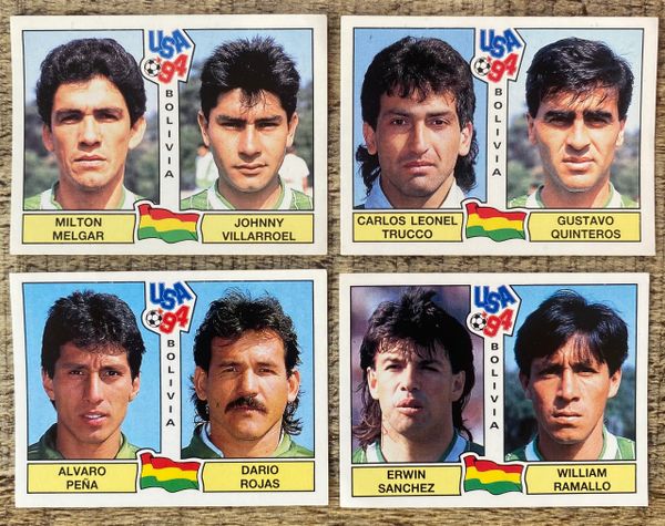 4X 1994 WORLD CUP USA 94 PANINI ORIGINAL UNUSED STICKERS PLAYERS BOLIVIA