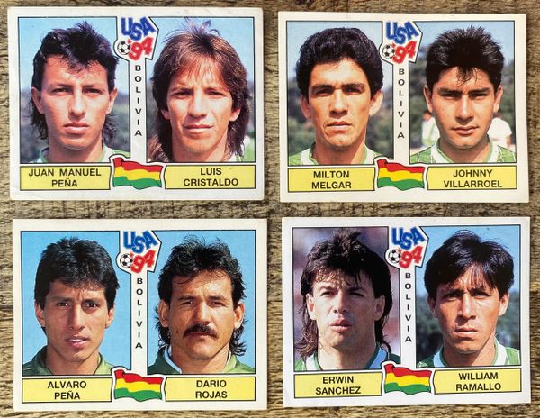 4X 1994 WORLD CUP USA 94 PANINI ORIGINAL UNUSED STICKERS PLAYERS BOLIVIA