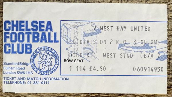 1980/81 ORIGINAL DIVISION TWO TICKET CHELSEA V WEST HAM UNITED