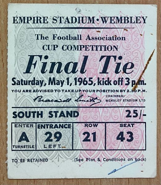 1965 ORIGINAL FA CUP FINAL TICKET LEEDS UNITED V LIVERPOOL