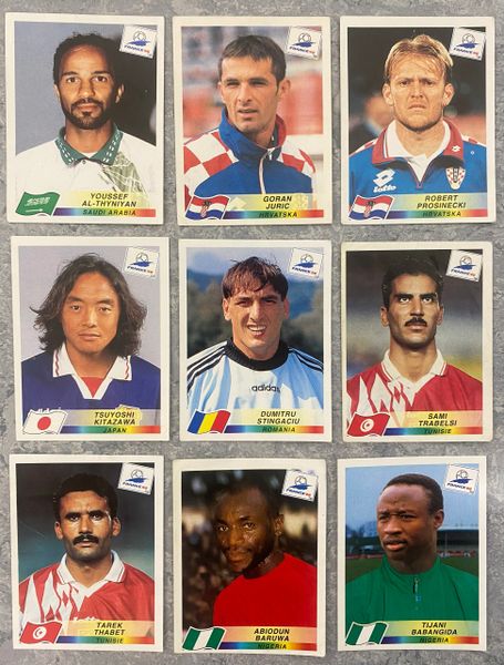 9X 1998 WORLD CUP FRANCE 98 PANINI ORIGINAL UNUSED STICKERS PLAYERS VARIOUS