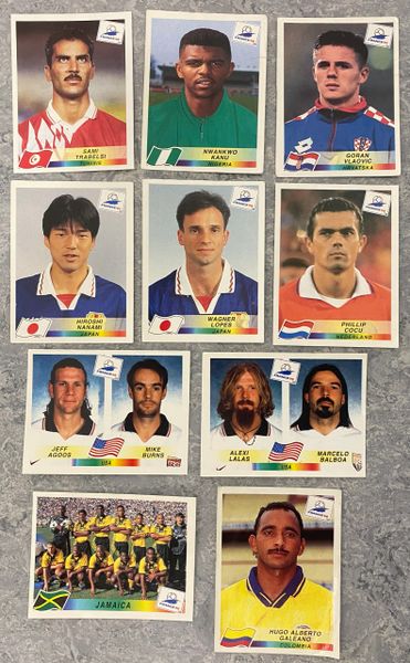 10X 1998 WORLD CUP FRANCE 98 PANINI ORIGINAL UNUSED STICKERS PLAYERS VARIOUS