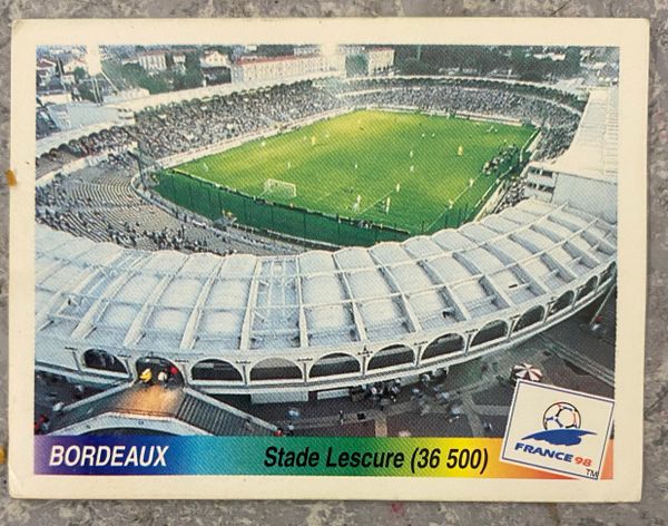 1998 WORLD CUP FRANCE 98 PANINI ORIGINAL UNUSED STICKERS STADIUM BORDEAUX STADE LESCURE 12