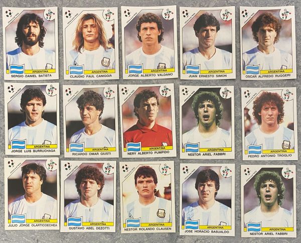 15 X 1990 ITALIA 90 WORLD CUP PANINI ORIGINAL UNUSED STICKERS PLAYERS ARGENTINA