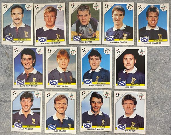 13 X 1990 ITALIA 90 WORLD CUP PANINI ORIGINAL UNUSED STICKERS PLAYERS SCOTLAND