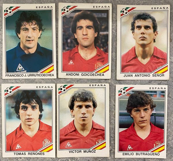 6 X 1986 MEXICO 86 WORLD CUP PANINI ORIGINAL UNUSED STICKERS PLAYERS SPAIN ESPANA