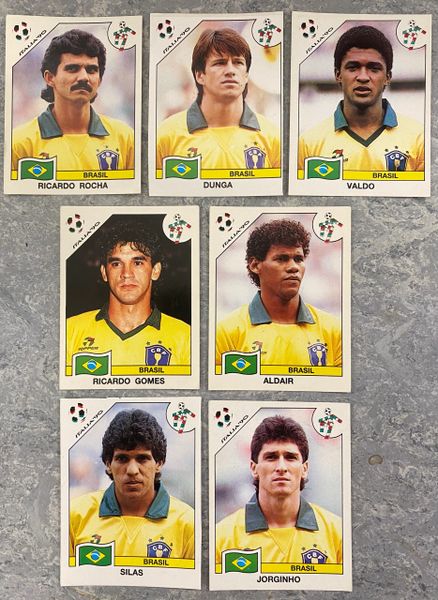 7 X 1990 ITALIA 90 WORLD CUP PANINI ORIGINAL UNUSED STICKERS PLAYERS BRAZIL